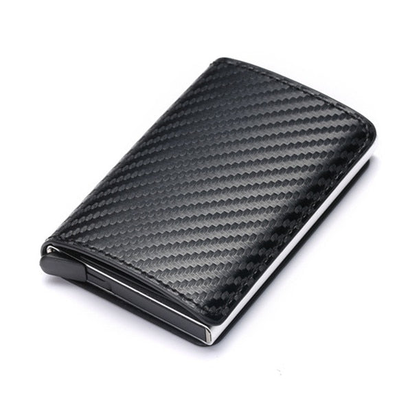 ZOVYVOL  Business ID Credit Card Holder Men and Women Metal RFID Vintage Aluminium Box PU Leather Card Wallet Note Carbon