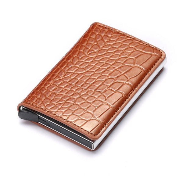 ZOVYVOL  Business ID Credit Card Holder Men and Women Metal RFID Vintage Aluminium Box PU Leather Card Wallet Note Carbon