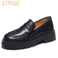 AIYUQI Spring Shoes Female British Style 2021 New Thick-soled College Style Casual Loafers Genuine Leather Fashion Shoes Girls