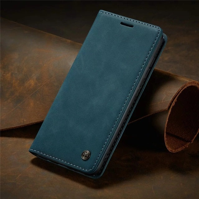 Matte Leather Flip Cover for Samsung A71 A51 A70 A50 A40 A30 A20 A10 Wallet Case S21 5G S20 Ultra Note 10 Plus S10 S10e S9 S8 S7