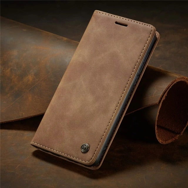 Matte Leather Flip Cover for Samsung A71 A51 A70 A50 A40 A30 A20 A10 Wallet Case S21 5G S20 Ultra Note 10 Plus S10 S10e S9 S8 S7