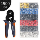 Hexagonal Sawtooth Self-Adjustable Ratchet,Ferrule Crimping Tool Kit, Crimper Kit with 400/800/1200/1800/1900pcs Wire Terminals