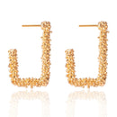 Golden Big hoop Earrings Korean Geometry Metal Gold Earrings For women Female Retro Drop Earrings 2021 Trend Fashion Jewelry