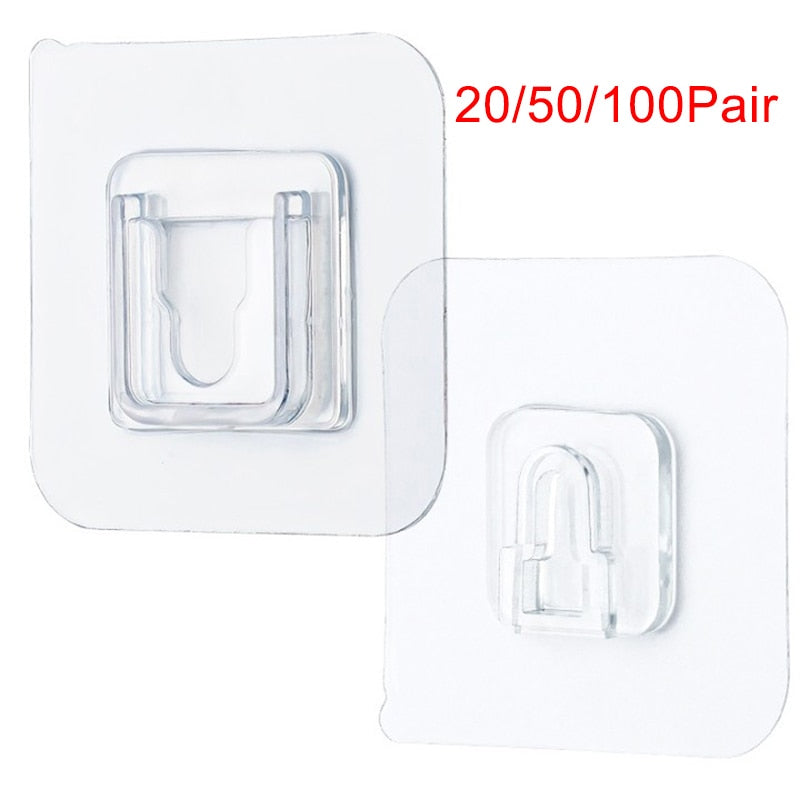 20/50/100Pairs Double Sided Adhesive Wall Hooks Wall Hanger Transparent Suction Cup Sucker Hook Waterproof Reusable Dropshipping