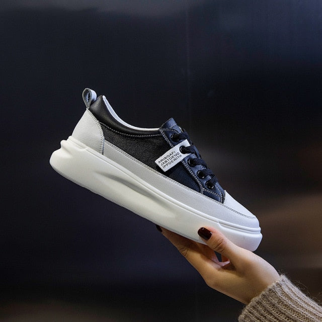 Big Size Women Sneakers Autumn Leather Light White Sneaker Female Platform Vulcanized Shoes Spring Casual Breathable Sports Shoe