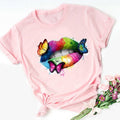 ZOGANKIN Cool Streetwear Female Black T-shirt Rainbow Lip and Butterfly Print Harajuku  Women Summer Cotton T Shirt Femme Tops