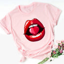 ZOGANKIN Cool Streetwear Female Black T-shirt Rainbow Lip and Butterfly Print Harajuku  Women Summer Cotton T Shirt Femme Tops