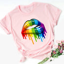 ZOGANKIN Cool Streetwear Female Black T-shirt Rainbow Lip and Butterfly Print Harajuku  Women Summer Cotton T Shirt Femme Tops