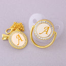 Luxury Transparent Initial Letter A Bling Bling Baby Pacifier with Chain Clip Newborn BPA Free Dummy Soother Chupeta Sucette