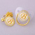 Luxury Transparent Initial Letter A Bling Bling Baby Pacifier with Chain Clip Newborn BPA Free Dummy Soother Chupeta Sucette