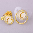 Luxury Transparent Initial Letter A Bling Bling Baby Pacifier with Chain Clip Newborn BPA Free Dummy Soother Chupeta Sucette