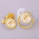 Luxury Transparent Initial Letter A Bling Bling Baby Pacifier with Chain Clip Newborn BPA Free Dummy Soother Chupeta Sucette