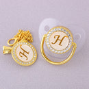 Luxury Transparent Initial Letter A Bling Bling Baby Pacifier with Chain Clip Newborn BPA Free Dummy Soother Chupeta Sucette