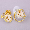 Luxury Transparent Initial Letter A Bling Bling Baby Pacifier with Chain Clip Newborn BPA Free Dummy Soother Chupeta Sucette