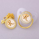 Luxury Transparent Initial Letter A Bling Bling Baby Pacifier with Chain Clip Newborn BPA Free Dummy Soother Chupeta Sucette