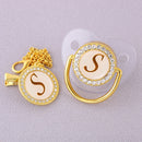Luxury Transparent Initial Letter A Bling Bling Baby Pacifier with Chain Clip Newborn BPA Free Dummy Soother Chupeta Sucette