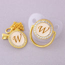 Luxury Transparent Initial Letter A Bling Bling Baby Pacifier with Chain Clip Newborn BPA Free Dummy Soother Chupeta Sucette