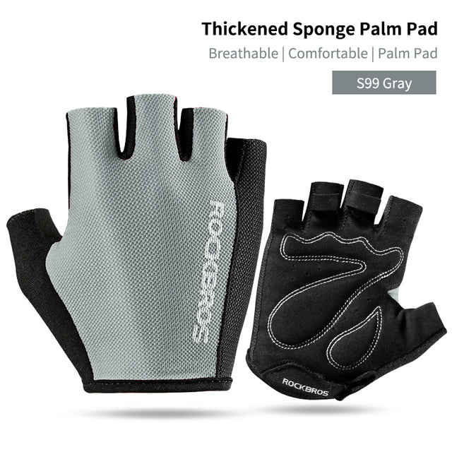 ROCKBROS Cycling Bike Gloves Half Finger Shockproof Breathable MTB Mountain Bicycle Sports Gloves Men Women Cycling Equipment