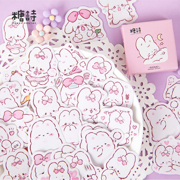 45 Pcs Scrapbooking Stickers Set Kawaii Rabbit Decorative Label Sticker for DIY Art Craft Planner Scrapbook Diary Calendar Album