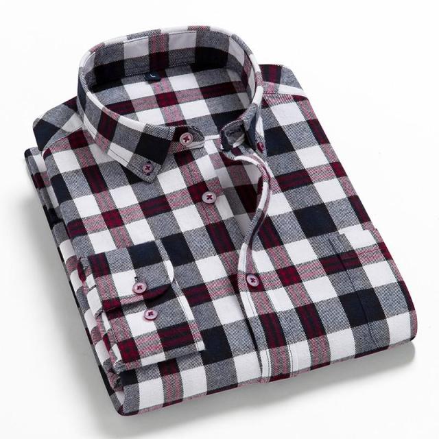 2021 Spring Autumn Plaid Shirt Men Cotton New Male Casual Long Sleeve Shirt  High Quality  Man Clothes