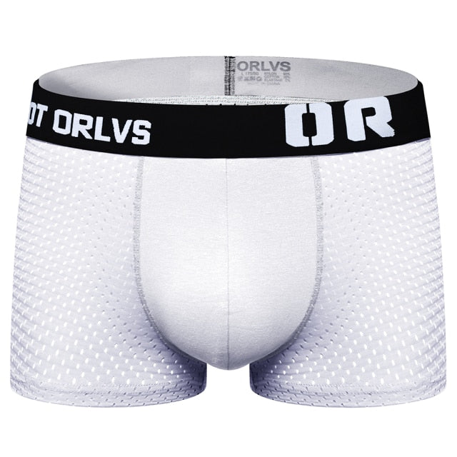ORLVS Mesh MIke Fiber Cotton Boxershorts Men Comforable Panties Set Gay Sexy Underwear Man Boxer 9Color Free ShippingM/L/XL/XXL