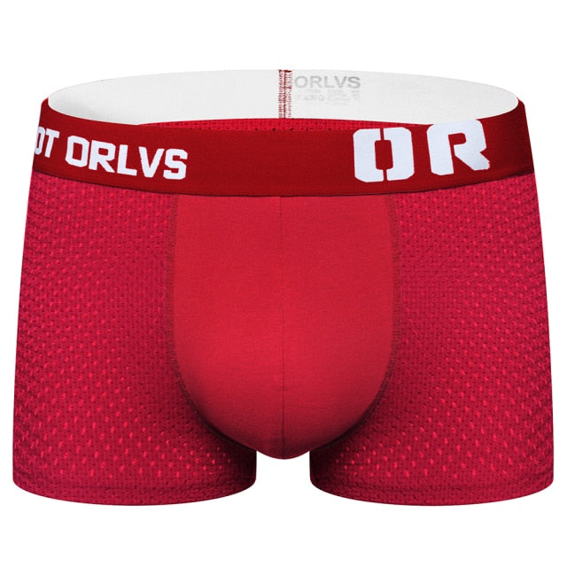 ORLVS Mesh MIke Fiber Cotton Boxershorts Men Comforable Panties Set Gay Sexy Underwear Man Boxer 9Color Free ShippingM/L/XL/XXL