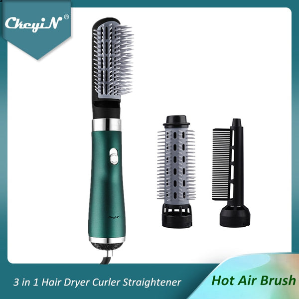 CkeyiN Ionic Hair Dryer Brush 3 in 1 Hot Air Blow Dryers Negative Ion Hair Curler Straightener Comb Volumizer 3 Temperatures 48