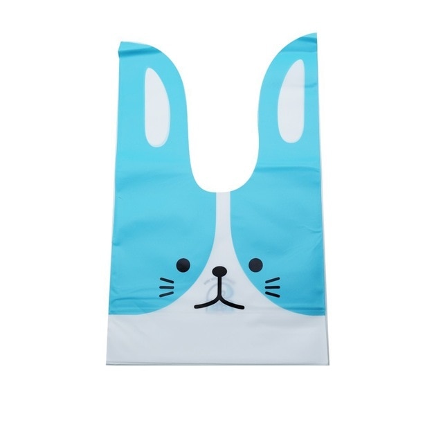 10/50pcs/lot Cute Rabbit Ear Bags Cookie Plastic Bags&Candy Gift Bags For Biscuits Snack Baking Package And Event Party Supplies