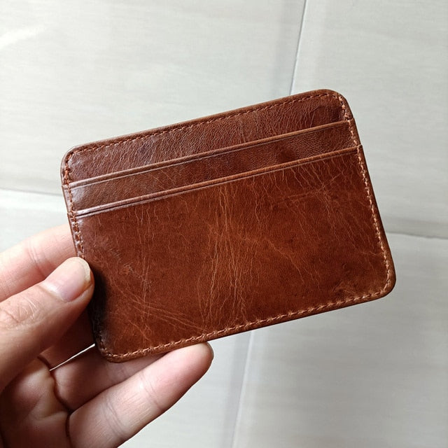 New Arrival Vintage Men's Genuine Leather Credit Card Holder Small Wallet Money Bag ID Card Case Mini Purse For Male