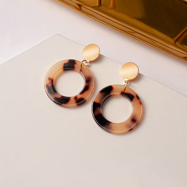 New Korean Statement Earrings for Women Brown Arcylic Geometric Dangle Drop Gold Earing Brincos 2020 Trend Fashion Jewelry Gifts
