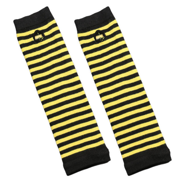 Fingerless Gloves Arm Sleeve Anime Women Fishnet Sports Emo Punk Striped Hand Warmer Mesh Long Gloves Cotton Fashion Sleeves