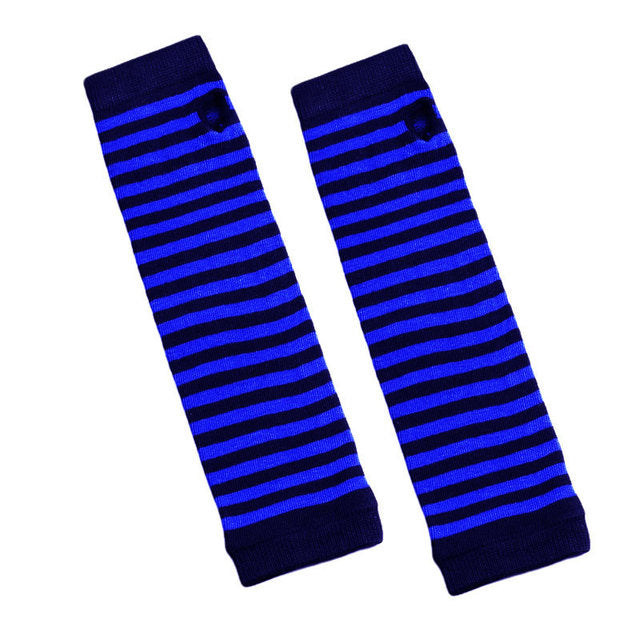 Fingerless Gloves Arm Sleeve Anime Women Fishnet Sports Emo Punk Striped Hand Warmer Mesh Long Gloves Cotton Fashion Sleeves