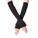 Fingerless Gloves Arm Sleeve Anime Women Fishnet Sports Emo Punk Striped Hand Warmer Mesh Long Gloves Cotton Fashion Sleeves