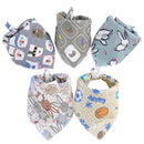 5pcs Baby Bibs Cotton Bandana Bibs Baby Feeding Infant Teething Bibs Cartoon Saliva Towel Baby Eating Accessory Baby Stuff