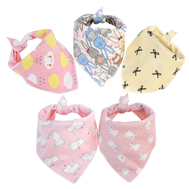 5pcs Baby Bibs Cotton Bandana Bibs Baby Feeding Infant Teething Bibs Cartoon Saliva Towel Baby Eating Accessory Baby Stuff