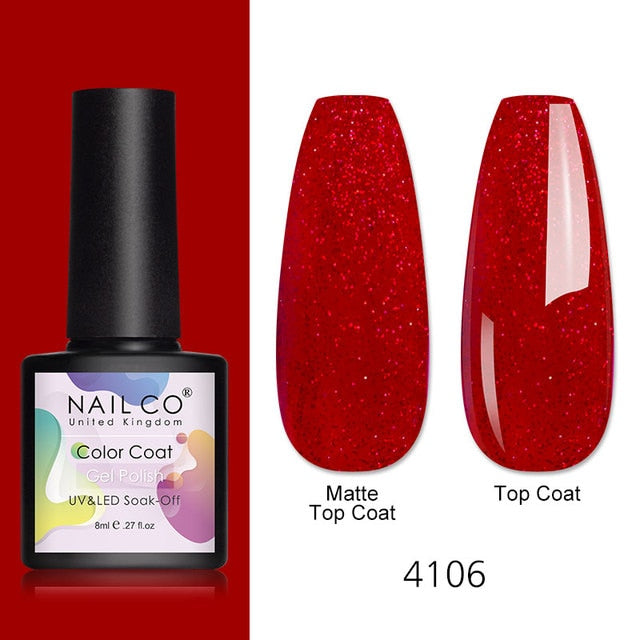 NAILCO 8ml Pink Red Colors Gel Nail Polish Nail Art Varnishes Gel Lacquer Coat Design UV Gel Varnish Soak Off LED Nails Manicure