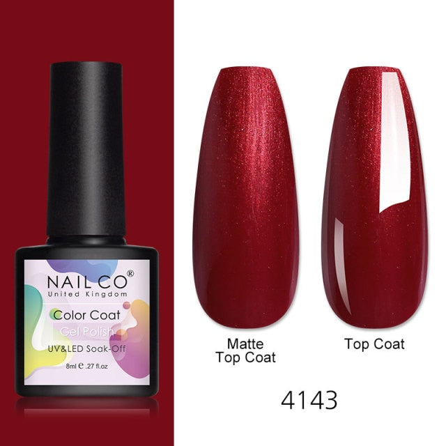 NAILCO 8ml Pink Red Colors Gel Nail Polish Nail Art Varnishes Gel Lacquer Coat Design UV Gel Varnish Soak Off LED Nails Manicure