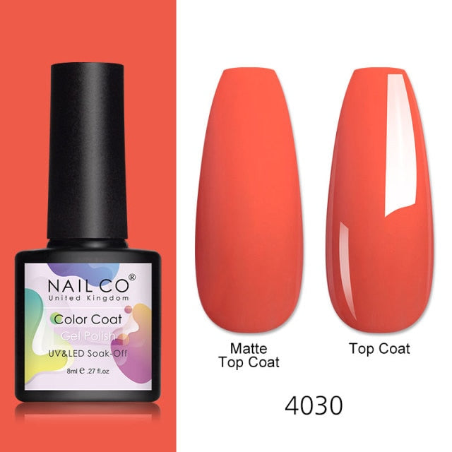 NAILCO 8ml Pink Red Colors Gel Nail Polish Nail Art Varnishes Gel Lacquer Coat Design UV Gel Varnish Soak Off LED Nails Manicure
