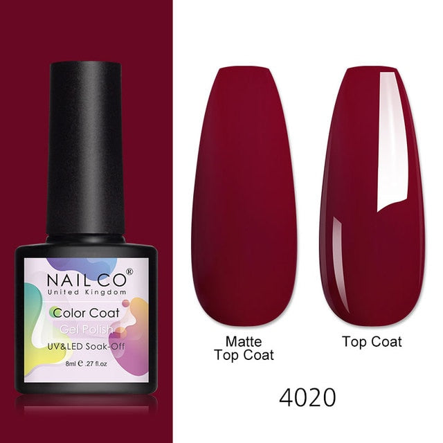 NAILCO 8ml Pink Red Colors Gel Nail Polish Nail Art Varnishes Gel Lacquer Coat Design UV Gel Varnish Soak Off LED Nails Manicure