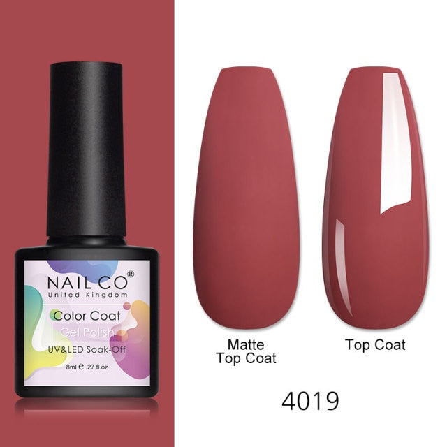 NAILCO 8ml Pink Red Colors Gel Nail Polish Nail Art Varnishes Gel Lacquer Coat Design UV Gel Varnish Soak Off LED Nails Manicure