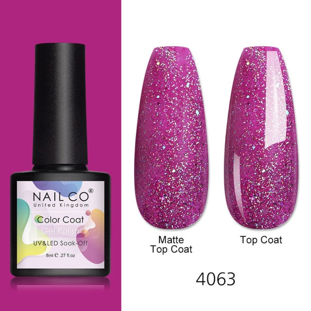 NAILCO 8ml Pink Red Colors Gel Nail Polish Nail Art Varnishes Gel Lacquer Coat Design UV Gel Varnish Soak Off LED Nails Manicure