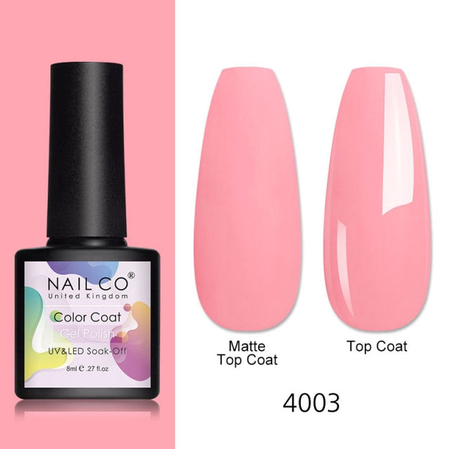 NAILCO 8ml Pink Red Colors Gel Nail Polish Nail Art Varnishes Gel Lacquer Coat Design UV Gel Varnish Soak Off LED Nails Manicure