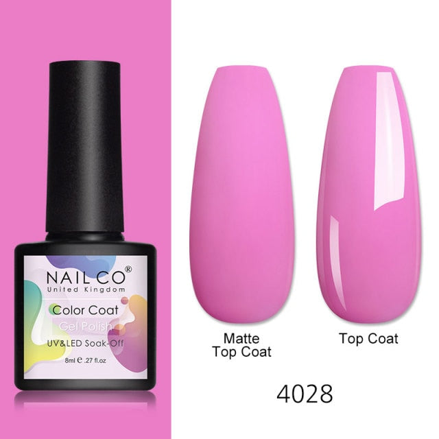 NAILCO 8ml Pink Red Colors Gel Nail Polish Nail Art Varnishes Gel Lacquer Coat Design UV Gel Varnish Soak Off LED Nails Manicure