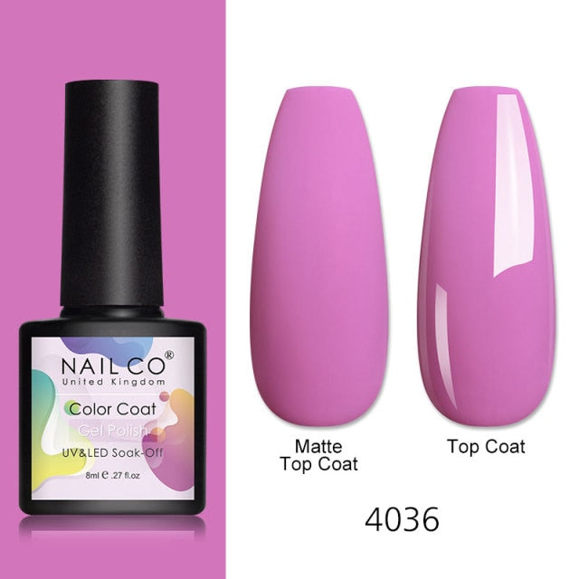 NAILCO 8ml Pink Red Colors Gel Nail Polish Nail Art Varnishes Gel Lacquer Coat Design UV Gel Varnish Soak Off LED Nails Manicure