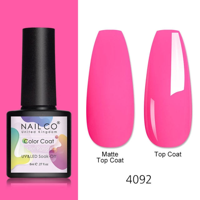 NAILCO 8ml Pink Red Colors Gel Nail Polish Nail Art Varnishes Gel Lacquer Coat Design UV Gel Varnish Soak Off LED Nails Manicure
