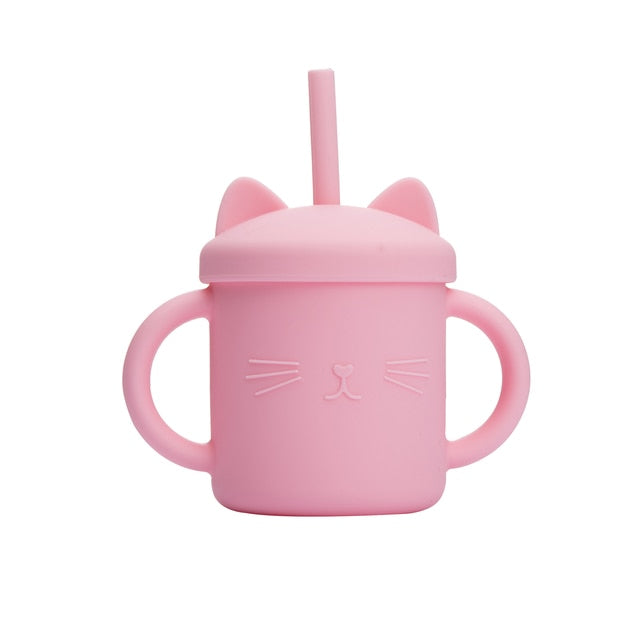 10 Color Baby Silicone Water Cup Feeding Cup BPA Free Baby Learning Drinkware Children's Soft Straw Cups