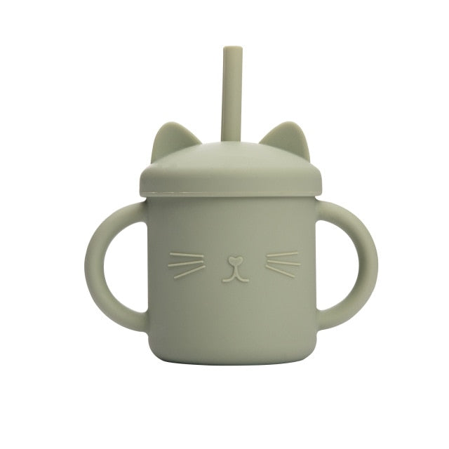 10 Color Baby Silicone Water Cup Feeding Cup BPA Free Baby Learning Drinkware Children's Soft Straw Cups