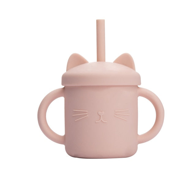 10 Color Baby Silicone Water Cup Feeding Cup BPA Free Baby Learning Drinkware Children's Soft Straw Cups