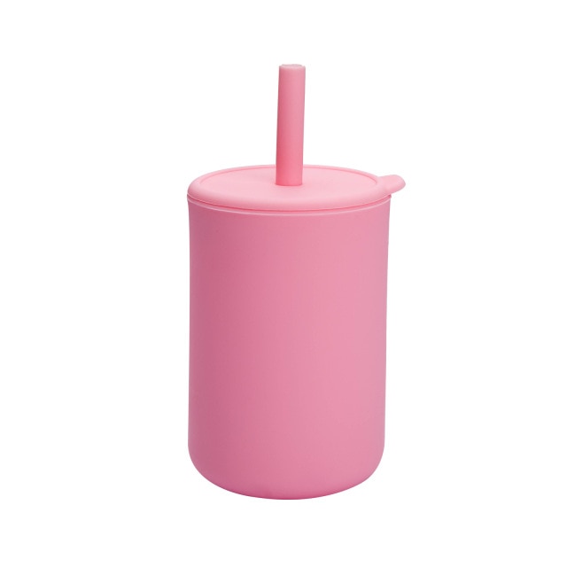 10 Color Baby Silicone Water Cup Feeding Cup BPA Free Baby Learning Drinkware Children's Soft Straw Cups