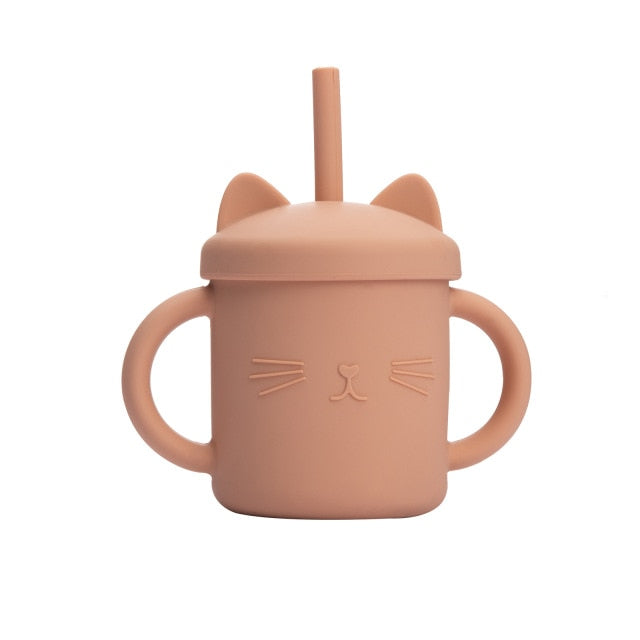 10 Color Baby Silicone Water Cup Feeding Cup BPA Free Baby Learning Drinkware Children's Soft Straw Cups